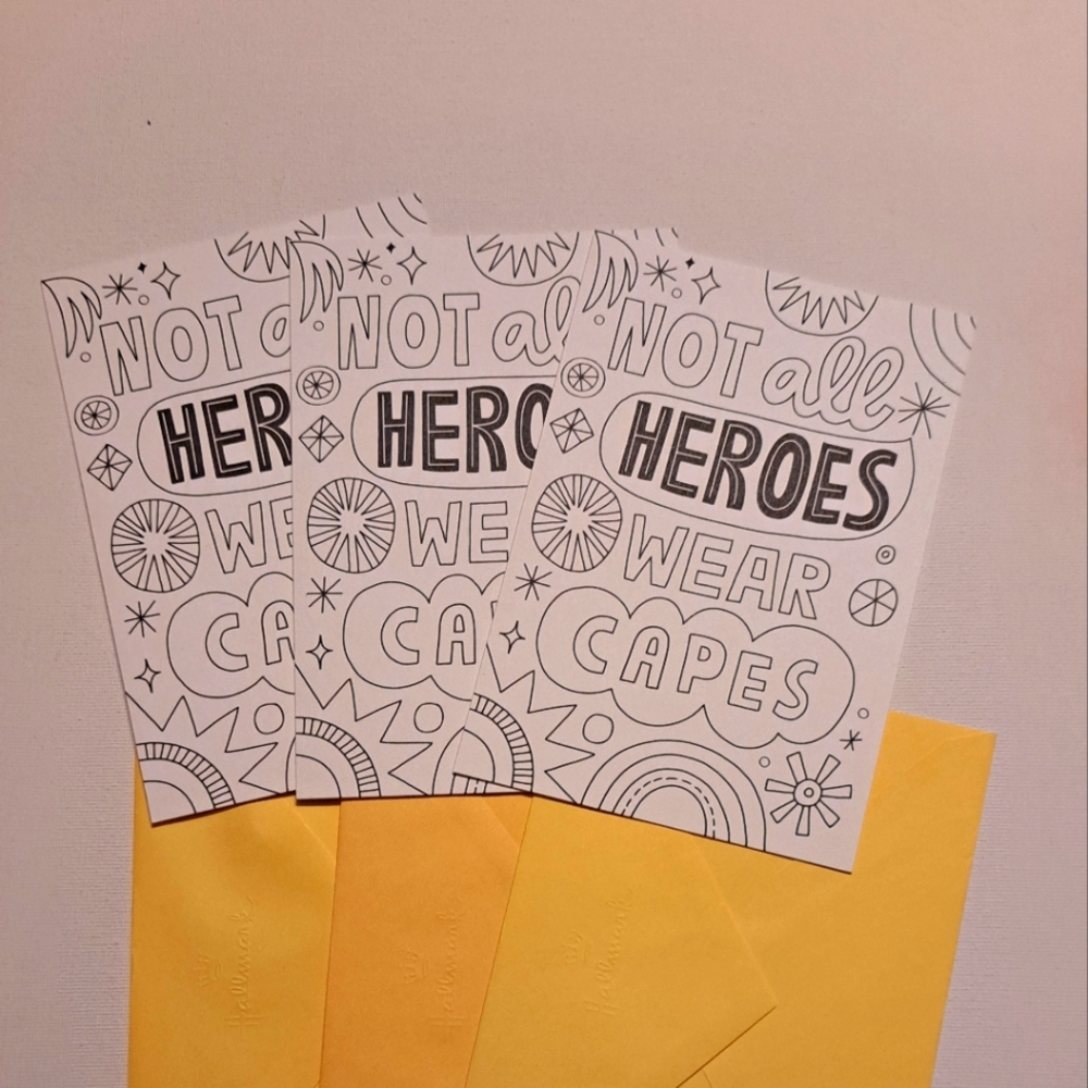 4/$15 🌻 Set Of 3 Hallmark Crayola Inspirational Coloring Cards Yellow Envelopes